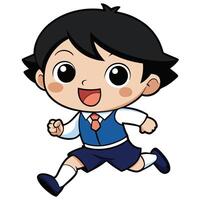 a cartoon boy running with a tie on vector