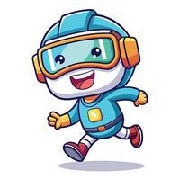 cartoon character running with goggles and vector