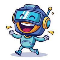 cartoon robot running and laughing vector