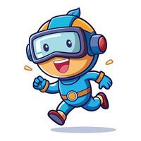 cartoon character running with goggles vector