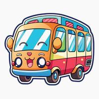 cartoon bus with eyes and on a white background vector