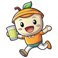 a cartoon character running with a glass of juice vector