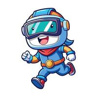 a cartoon character wearing a helmet and running vector
