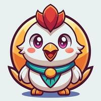 a cartoon chicken character with a red head and a green collar vector