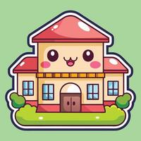 a cartoon house with a smiley face on a white background on it on a white background vector