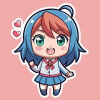 a sticker of a girl in a school uniform on a white background vector