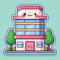 a cartoon building with a cute face on it on a white background vector