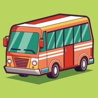 a cartoon bus on a green background on a white background vector