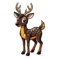 a cartoon deer with horns standing on a white background vector