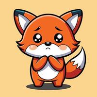 a cartoon fox with sad eyes on a white background vector