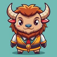 cartoon character of a bull with a bowtie and a tie vector