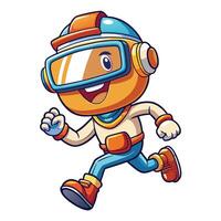 cartoon astronaut running with goggles and helmet vector