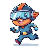 cartoon character running with goggles and helmet vector