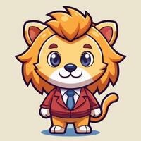 a cartoon lion in a suit and tie on a white background vector