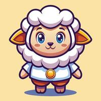 cartoon sheep character with a gold coin on a white background vector