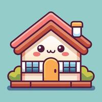 a cute house with a window and a door on a white background vector