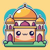 a cartoon building with a face and a smile on a white background vector