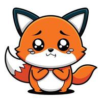 a cartoon fox with big eyes and a sad expression on a white background vector