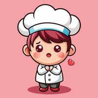 cute chef with heart on pink background vector