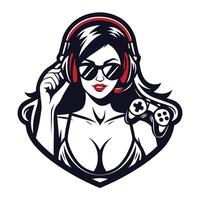 a woman in glasses and on a white background vector