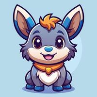 cartoon dog with big ears and a collar on a white background vector