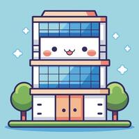 a cartoon building with a face on it on a white background vector