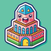 a cartoon building with a smile on it vector