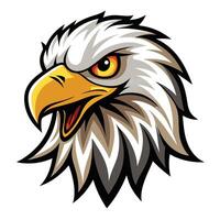an eagle head with a big beak and yellow eyes on a white background vector