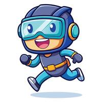 cartoon character running with goggles met vector