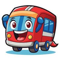 cartoon bus with happy face illustration on a white on a white background background vector