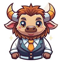 a cartoon bull wearing a suit and tie vector
