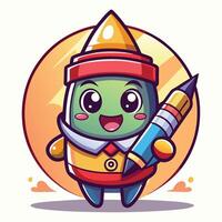 a cartoon character holding a pencil and a pen vector