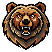 the head of a grizzly bear i on a white background vector