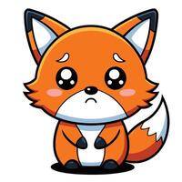 a cartoon fox sitting down with a sad expression vector