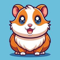 a cartoon hamster sitting on a blue background vector