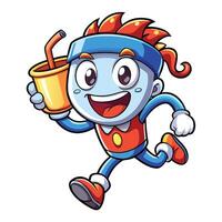 cartoon character running with a drink vector