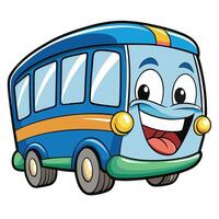 cartoon bus with happy face on a white background illustration vector
