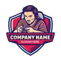 a man playing games on a shield on a white background vector