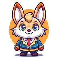 a cartoon fox wearing a suit and tie on a white background vector