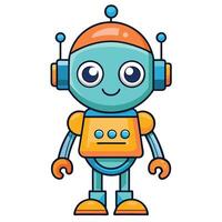 cute robot illustration on a white background on a white background vector