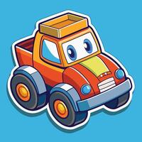 a cartoon truck with a box on top vector