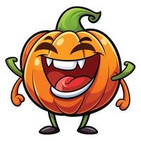 a cartoon pumpkin with its mouth open and eyes closed vector