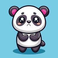 a cartoon panda bear with big eyes and a sad expression vector