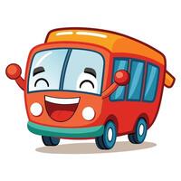 cartoon bus with happy face illustrat on a white backgroundion on a white background vector