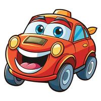 cartoon car with big eyes and smile illustration on a white background vector