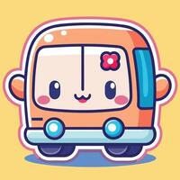 a cartoon bus with a flower on its head vector