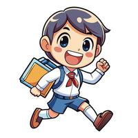a cartoon boy running with a book and folder vector