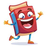 cartoon book character running and smiling vector