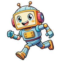 cartoon robot running illustration on a white background on a white background vector