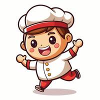 cartoon chef running and smiling on a white background on a white background vector